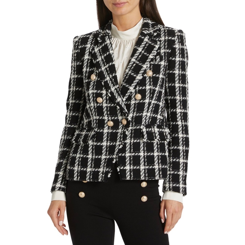 Generation Love (NWT) | Eliza Plaid Tweed Blazer Jacket in Black & Cream
